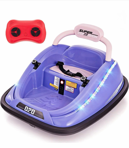 lot 1346 image: OLAKIDS Bumper Car for Toddlers, 12V Kids Electric Ride on Toy with Remote Control, Battery Powered Vehicle Racer for Baby, 360 Degree Spin Rotation, LED Lights, Music, Ages 3-8 Purple - Retail $120