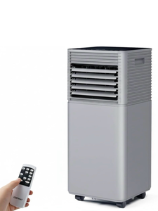 lot 1370 image: COSTWAY Portable Air Conditioners, 8000 BTU Portable AC Unit with Remote Control, Cooling for Room Spaces up to 230 sq.ft, with Sleep Mode, 24H Timer, Dehumidifier, Fan 8000 BTU, Grey - Retail $210