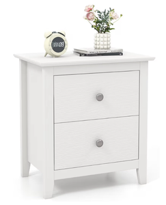 lot 1373 image: KOMFOTT 2 Drawers Nightstand, Wooden Bedside Table, Modern Sofa Side End Table, Compact Side Table for Bedroom, White - Retail $70