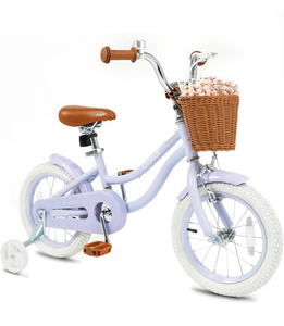 lot 1375 image: OLAKIDS Kids Bike,12 14 16 18 Inch Toddlers Bike with Removable Training Wheels and Rattan Basket, Safety Bell, Adjustable Seat and Handlebar, Childrens Bicycle for Girls Boys Age 3-8 - Retail $100
