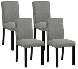 lot 1376 image: Giantex Dining Chairs Set of 4, Fabric Upholstered Parsons Kitchen Chair wNailhead Trim,Solid Rubber & Bent Wood Legs, Thick Padded Seat, Armless Side Chairs for Living Dining Room Restaurant, Grey - Retail $190