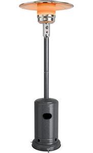 lot 1377 image: COSTWAY Outdoor Patio Heater, 50000 BTU Propane Heater with Stainless Steel Burner and Wheels, Triple Protection System, Standing Portable Outside Heater for Porch, Deck, Home and Commercial, Grey - Retail $146