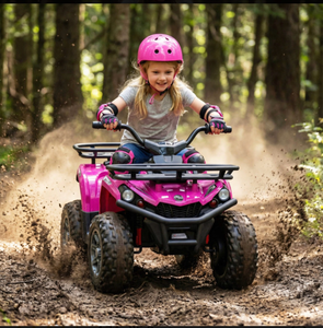24V Electric Ride On Quad with LED Headlights - Pink  - Retail: $213