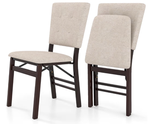 lot 1389 image: Giantex Folding Dining Chairs Set of 2, Armless Kitchen Chair wPadded Seat & Tilt Backrest, Rubber Wood Legs, Upholstered Accent Side Chairs for Dining Room, Living Room, Restaurant (STOCK PHOTO NOT EXACT COLOR)  - Retail $150