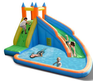Costzon Inflatable Water Slide, Giant Bouncy Water Park Jump Castle Waterslide for Kids Backyard Outdoor Fun with Climbing Wall, Splash Pool, Blow up Water Slides Inflatables for Kids Party Gifts (Blower not included) - Retail: $180