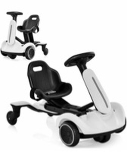 lot 1397 image: Costzon Ride on Drift Car, 6V Electric Ride-On Toy W360-Degree Spin, 2-Position Adjustable Seat Up & DownFront to Back, 2.6-3 MPH Max Speed, Horn & Engine, Drifting Go Kart for Kids 3 (White) - Retail $130