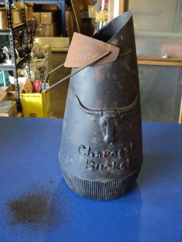 lot 4301 image: Charcoal Bucket Plastic with metal handle and spout, 19 x 8 diameter