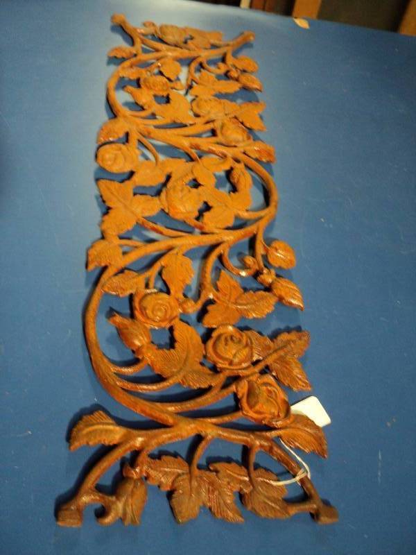 lot 4344 image: (1) decorative wrought iron panel rose pattern 28 x 8
