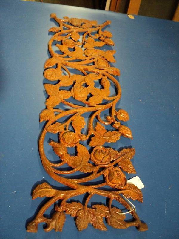 lot 4345 image: (1) decorative wrought iron panel rose pattern 28 x 8