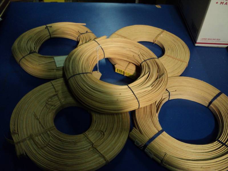 lot 4369 image: (5) rolls reed caning assorted widths and styles for basket weaving and crafts