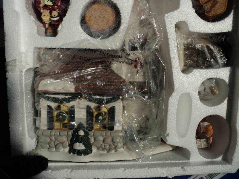 lot 4380 image: Snowflake Falls Lighted Church set, open box, appears complete