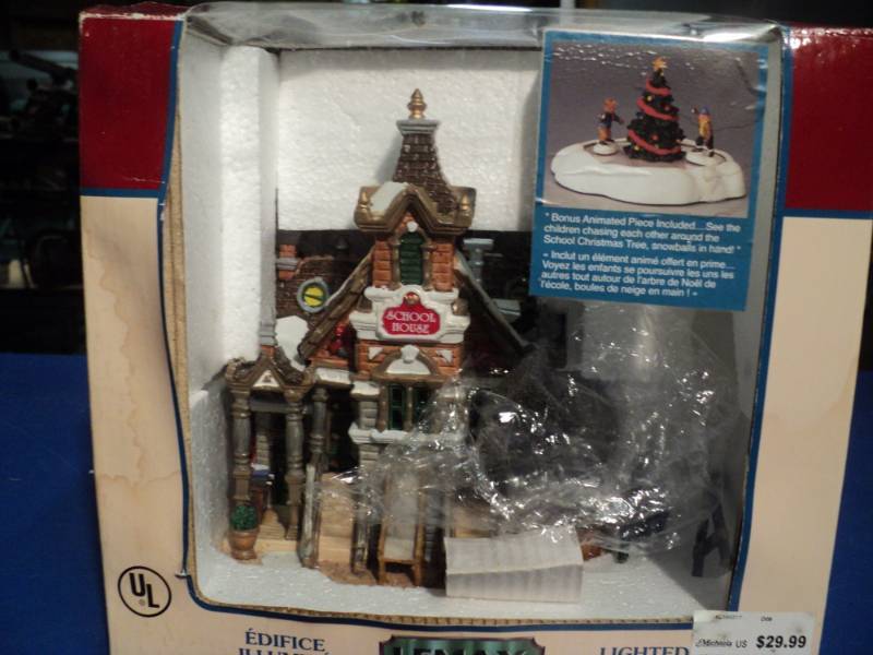 lot 4383 image: LeMax Village Vail Lighted Buildings Valley School House, Open Box, appears complete