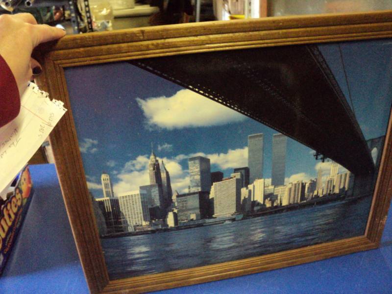 lot 4514 image: Framed poster of New York Skyline Pre- 911, no glass, 22-12 x 18-12