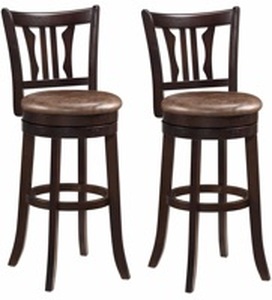 lot 3514 image: Giantex Swivel Bar Stools Set of 2, 30 Upholstered Bar Height Bar Chairs with Back, Faux Leather Seat, Solid Rubber Frame & Wrap-Around Footrest, Wooden Barstools for Kitchen Island, Pub - Retail $166