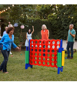 lot 3523 image: COSTWAY Jumbo 4-to-Score Giant Game Set, 4 in A Row for Kids and Adults, 3.5FT Tall Indoor & Outdoor Game Set with 42 Jumbo Rings & Quick-Release Slider, Perfect for Holiday Party & Family Game - Retail $133