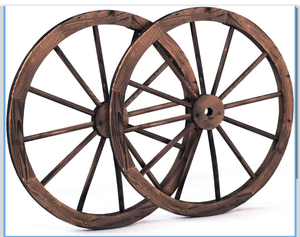 lot 3529 image: Giantex 30-Inch Wagon Wheels 2 Pieces, Carbonized Solid Fir Wood, Old Western Style Wall Art Garden Decor, Decorative Rustic Hanging Wood Wheels for Yard Garage Bar Farmhouse Outdoor - Retail $75
