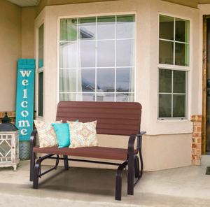 2 Seat Porch Glider with HDPE Back Seat and steel Frame - Retail: $126