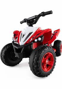 lot 3534 image: Costzon Kids ATV, 12V 4-Wheeler Quad Electric Vehicle with 7 mph Max Speed, 15 Degree Climbing, LED Lights, Music, Wireless Connection, Toddler Ride On ATV Toy, Gift for Boys Girls Aged 3 Plus Red - Retail $110