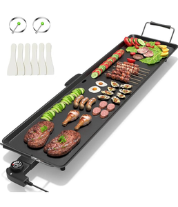 COSTWAY 35" Electric Griddle Teppanyaki Grill, Nonstick Extra Large Cooking Plate for Pancake Barbecue, Indoor Outdoor Table Top Grill with Adjustable Temperature & Drip Tray, 2000W - Retail: $90