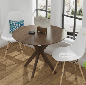 lot 3542 image: 36 Inch Round Wood Dining Table with Intersecting Pedestal Base - Retail $170