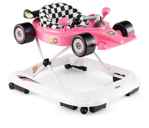 lot 3545 image: INFANS Foldable Baby Walker, 3 in 1 Toddler Activity Center Leaning-Seated Walk-Behind with Steering Wheel, Adjustable Height, Lights, Music, Washable Seat Cushion (Pink) - Retail $65