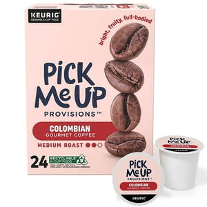lot 492 image: Pick Me Up Provisions Colombian Coffee Keurig K-Cup Pods Medium Roast 24Box (52969) - Retail $17
