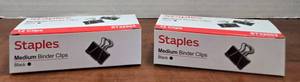 lot 495 image: (2) Staples Medium Black Binder Clips 12 Count Boxes - Retail $8