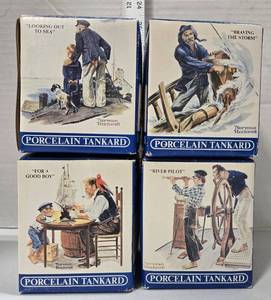 lot 508 image: Complete 4 Tankard Norman Rockwell Seafarers Collection-Created Especially for Long John Silvers Seafood Shopps - Retail $0