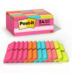 lot 525 image: Post-it Notes Value Pack  1 38 in x 1 78 in, 100 each pad,Poptimistic  24 Pads Total 2400 pads