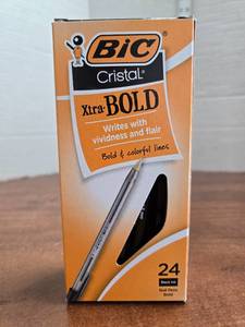 lot 527 image: BIC Cristal Xtra Bold Ball Pen  1.6mm  Black  24 Pack