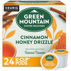 lot 531 image: Green Mountain Coffee Roasters  Cinnamon Honey Drizzle Flavored Light Roast K-Cup Coffee Pods  24 Count. Retail $21.00