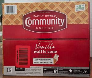 lot 532 image: Community Coffee Vanilla Waffle Cone 60 Count Coffee Pods, Ice Cream Flavored, Compatible with Keurig 2.0 K-Cup Brewers, 60 Count