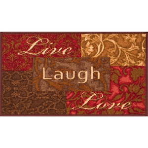 lot 585 image: Mainstays Live  Laugh  Love Color Block Nylon Indoor Accent Rug  Multi-Color  17 x30 New
