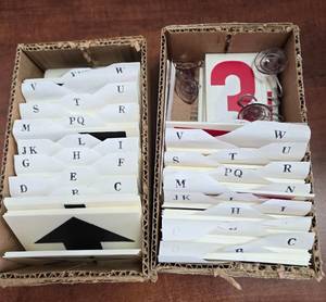 lot 603 image: 4 Inch Alphabetical Letter, Number and Signs SignageCard Set Red and Black Sets