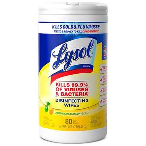 lot 609 image: Lysol Lemon and Lime Blossom Disinfecting Wipes - 80ct