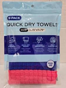 lot 614 image: Quick Dry Multi-Purpose Cleaning Towels 5-Pack - Retail $8