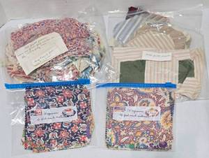 lot 630 image: Quilt Pieces-Vintage Feed Sack Material & Blocks