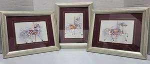 lot 642 image: Moon, Sun and Stars Carousel Horse Prints, set of 3