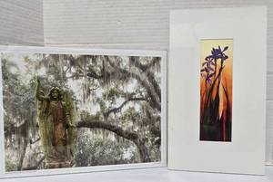 lot 643 image: Signed Prints-Karyn Gabaldon Trusting the Way Iris Giclee Print 2007 and John Kennington Bonaventure Cemetery Angel No 1, Savanna Georgia