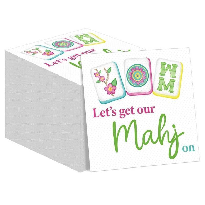 lot 37284 image: 80 Pcs Mahjong Napkins Cocktail Paper 6.5 x 6.5 Inches Mahjong Party Supplies Decorations Accessories Gifts for Casual Gatherings Game Nights Bridal Showers Birthday Christmas Party(Fresh) - Retail $13