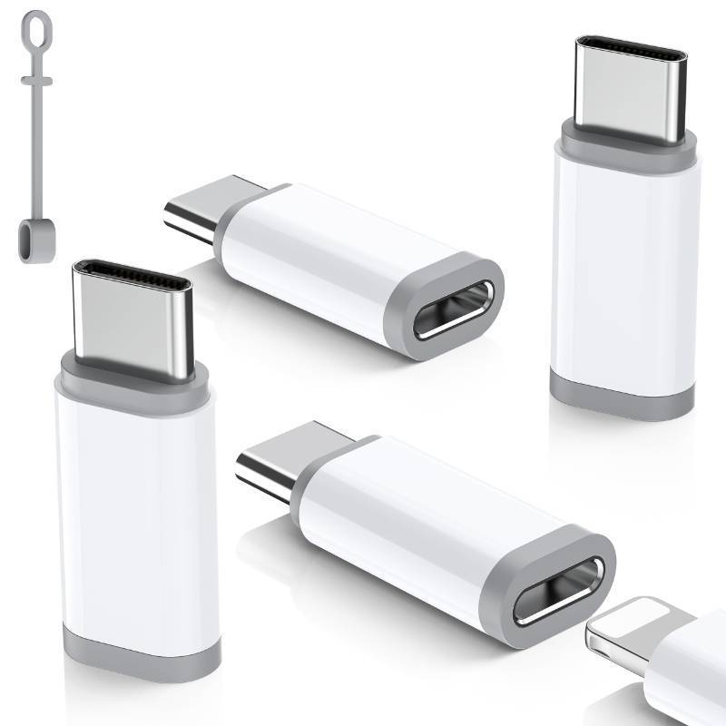 lot 72651 image: 4 Pack Lightning to USB C Adapter for iPhone 17 Air 16 16e 15 Pro Max Plus, iPad, Galaxy - NOT for HeadphonesMicrophoneOTGiPencil, USB Type C to Lightning Adapter ONLY for ChargingData Sync - Retail $7