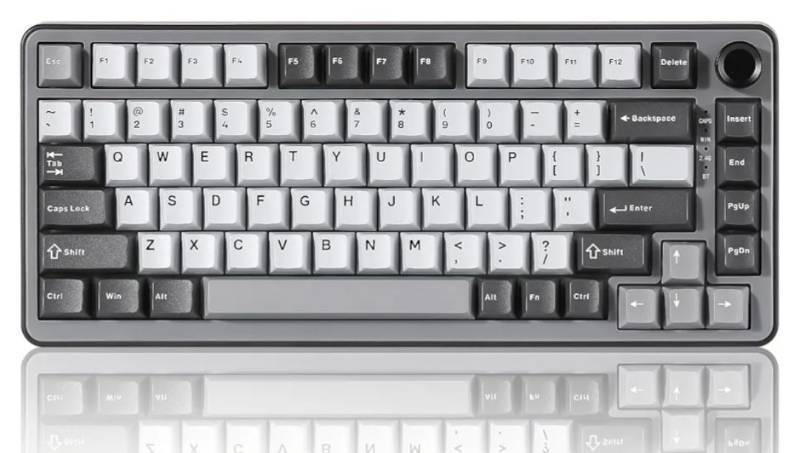 lot 16993 image: B75 PRO Wireless Mechanical Keyboard,75% Layout with Knob,Hot Swap Gasket Custom Structure, Creamy Pre-lubed Switches, RGB Backlit, BTType-C2.4G for WinMac - Retail $80