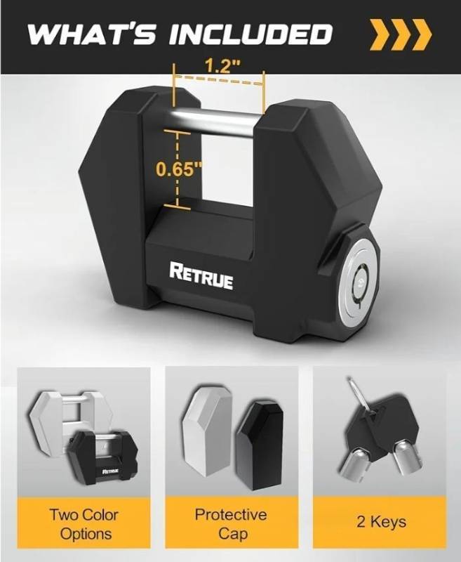 lot 27334 image: Cyber Lock Heavy Duty Trailer Coupler Lock, Upgraded Trailer Lock with Extra Wide 1.2 Span & 14 Diameter, Anti-Theft Tongue Locks for RVs, Boats, Trucks ��Tow Hitch Security Accessory-Black - Retail $27