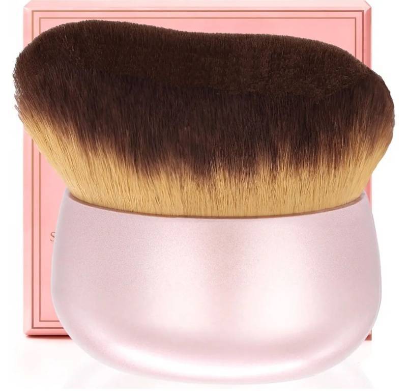 lot 27528 image: Extra Large Body Makeup Brush For Self Tanner, Leg Makeup &Bronzer Blend,75 mm Wide-headed Kabuki Brush Provides More Even &Pretty Application, Oval Face&Back Makeup Brush, Wet&Dry Use- Pink Rose Gold - Retail $10