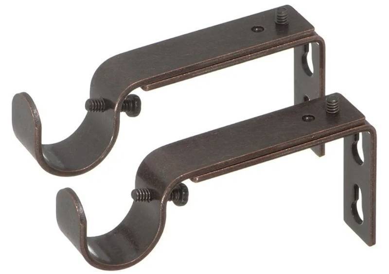 lot 37477 image: Adjustable Brackets for Curtain Rods - for 78 or 1 Inch Rods. Set of 2 - Oil Rubbed Bronze - Retail $9