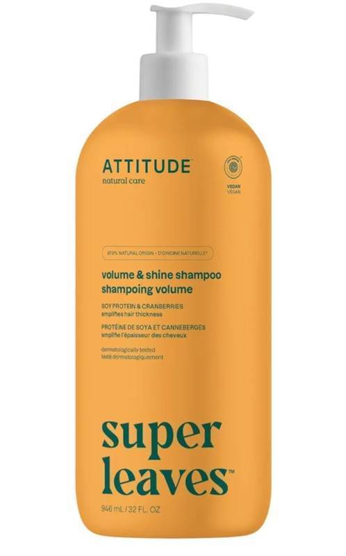 lot 57752 image: ATTITUDE Volume and Shine Hair Shampoo, EWG Verified, For Thin Hair, Naturally Derived Ingredients, Vegan and Plant Based, Soy Protein And Cranberries, 32 Fl Oz - Retail $20