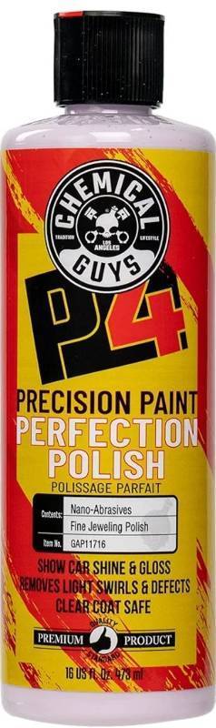 lot 57951 image: Chemical Guys P4 Precision Paint Perfection Polish - Scratch Remover & Swirl Remover for Cars, Trucks, Motorcycles, & SUVs, Fixes Paint Imperfections & Towel Marks, Restores Gloss & Clarity, 16 oz - Retail $20