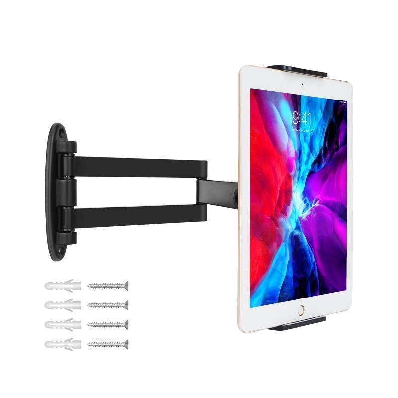 lot 36265 image: Tablet Wall Mount with Adjustable Long Arm Hinge 360° Swivel Bracket for 4.7 to 12.9 inch Tablet or Phone - Retail $35