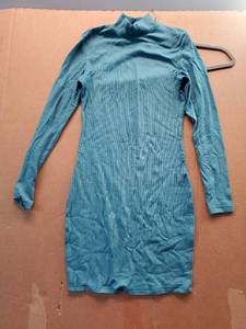 lot 27681 image: Teal Ribbed Turtleneck Bodycon Mini Dress S - Retail $12