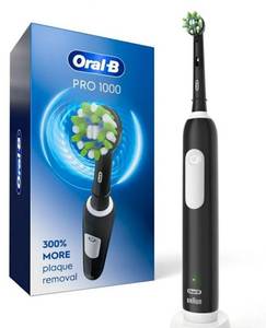 lot 27702 image: Oral-B Pro 1000 Rechargeable Electric Toothbrush, Black - Retail $50